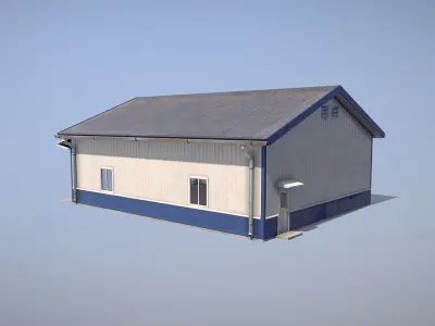 Airfield Hangar 12m Vr2 BLUE Low-poly 3D model