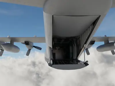 Military C-130 Cargo Transport Plane Low-poly 3D model