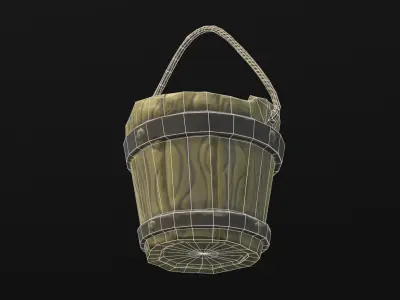 Wooden bucket Free low-poly 3D model purchase