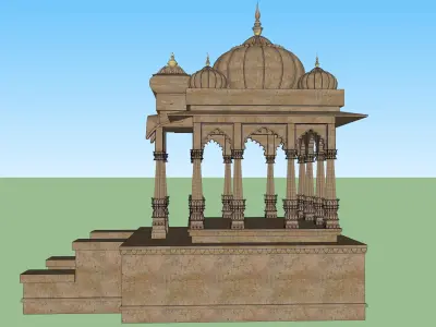indian jodhpuri stone chatri temple 3D model