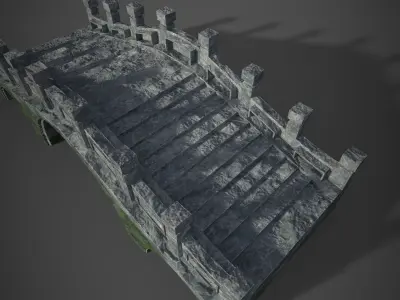 Stone bridge Low-poly 3D model