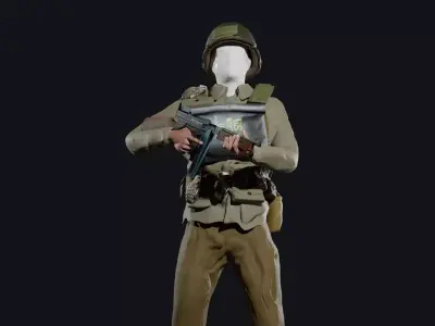 World War 2 US D-Day Infantry Low-poly 3D model