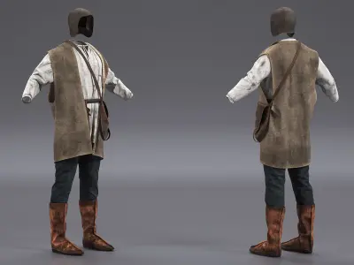 Medieval Simple Clothes Set 3D model purchase