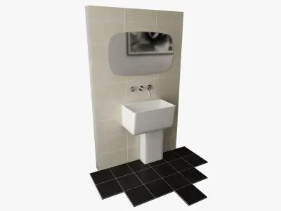 BathroomSet02 bathroom with sink and mirror Free 3D model
