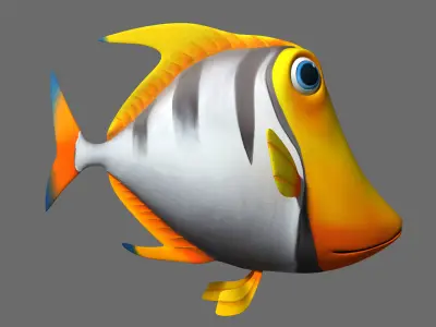 Cartoon fish03 rigged animated 3D model