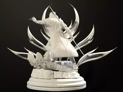 SciFi Hero Warrior Statue High Detail 3D Character Sculpt 3D print model