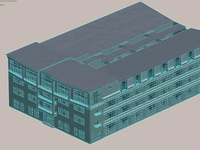 Industrial Building with Large Windows 3D model