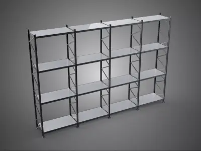 INDUSTRIAL WAREHOUSE METAL SHELVING ORGANIZED STORAGE RACK SHELF 3D model