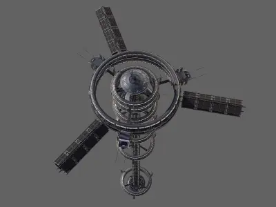 Space Station 4 Low Poly  Low-poly 3D model
