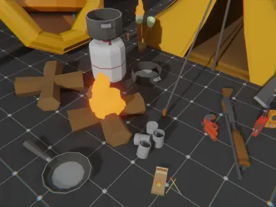 Survival Pack lowPoly Low-poly 3D model