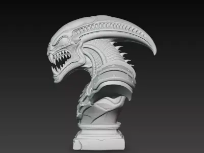 Xenomorph Alien Warrior Bust STL Model 3D print model
