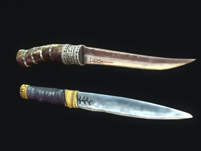 Stylized Knifes - GOW Low-poly 3D model