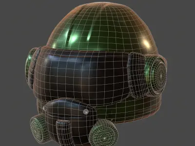 Helmet scifi military combat 3d model low poly Low-poly 3D model