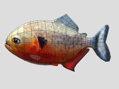 Piranha Realistic Animated Low-poly 3D model