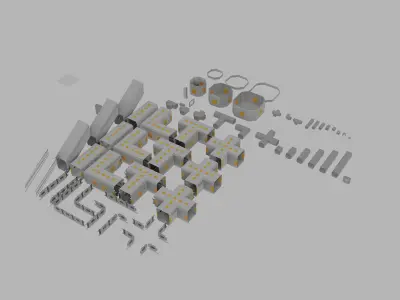 Make your own space station - Extended Detailed set Low-poly 3D model