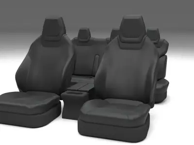 Tesla Model S Seats Dark Low-poly 3D model