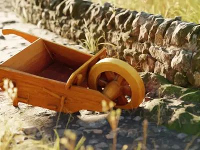 wood wheelbarrow Free low-poly 3D model