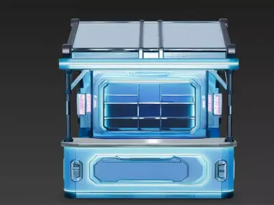 Cyberpunk Market Stall Bundle Low-poly 3D model