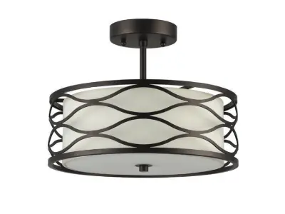 Rafia Light Caged Drum Semi Flush Mount Free 3D model
