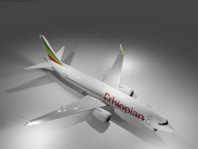 Ethiopian airlines Boeing 737 max 8 3d model Low-poly 3D model