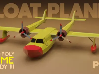 Float Plane - Low Poly - Game Ready - PBR - 3D MODEL Low-poly 3D model