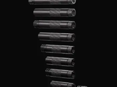 Thunder Beast - Magnus SR and Ultra SR Suppressors Pack Low-poly 3D model