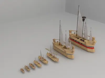 Wooden Sailing Ship With Cannons Upgrade Pack 3D model