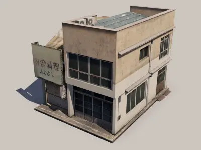 Japanese Rural Shops Low-poly 3D model