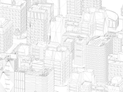 Modern urban highrise building ancillary buildings commercial 3D model