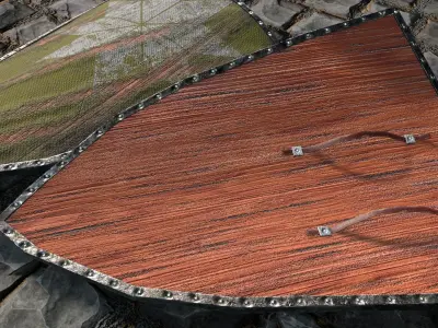 Medieval round shield with coat of arms 3 Low-poly 3D model