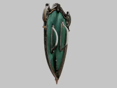 Emerald Serpent Shield Emblem 3D Model Low-poly 3D model