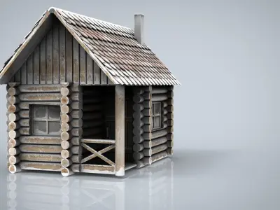 WINTER CABIN  Low-poly 3D model