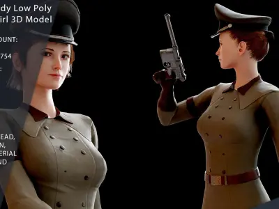Military Girl Game Ready Character Low-poly 3D model