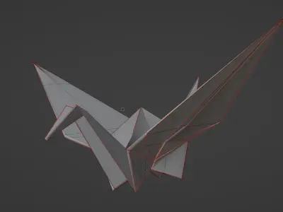 Origami crane 3D model  3D model