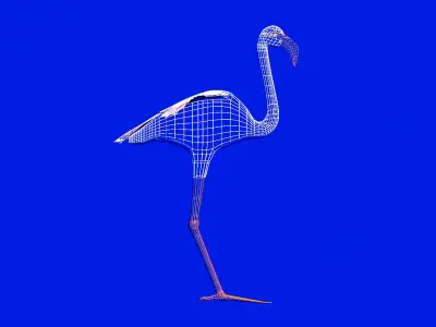 Pink Flamingo model Low-poly 3D model