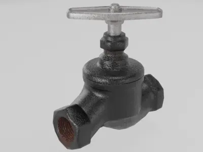 Cast iron valve Low-poly 3D model