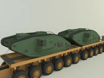 Maz-7907- Mark V tank military vehicle 3D model