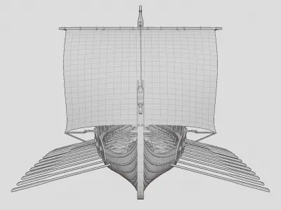 Viking realistic longship- Karvi- boat game-ready Low-poly 3D model