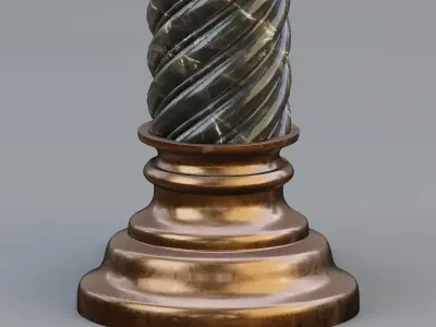 Carousel twisted column Low-poly 3D model