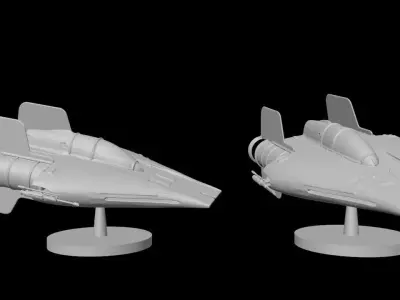 Star Wars RZ-1 A-wing interceptor with base 3D print model