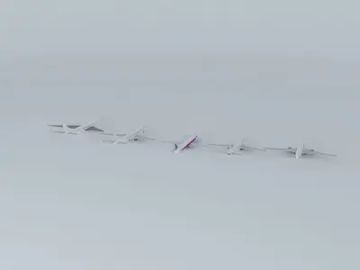 Four commercial aircraft's  Free 3D model
