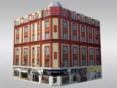 Classical Corner Building Low-poly 3D model