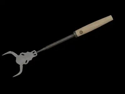 Barbeque Fork Cow Skull oak wood Low-poly 3D model