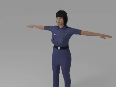 Police Woman Low-poly 3D model
