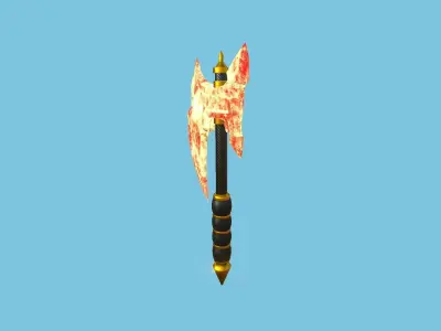 Medieval Battle Axe 09 Elemental Fire - Fantasy Weaponry Low-poly 3D model