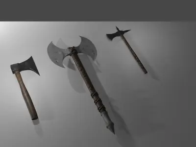 Medieval Axes Low-poly 3D model