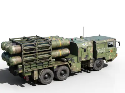 4 coatings of China HQ16 HQ-16 air defense missile Launcher Low-poly 3D model