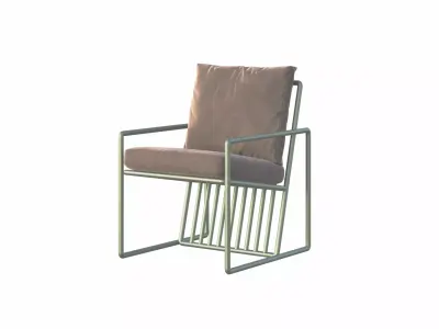 Metalic velvet lounge armchair 3D model