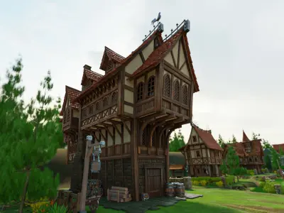 STYLIZED MEDIEVAL BUILDING 05 PRINT READY Low-poly 3D model