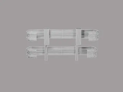 Low roadside iron fence with protective tape Low-poly 3D model